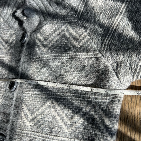 Maryline Italy Wool Blend Buttoned Front Aztec Patterned Cowl Neck Tunic Sweater - Picture 8 of 12